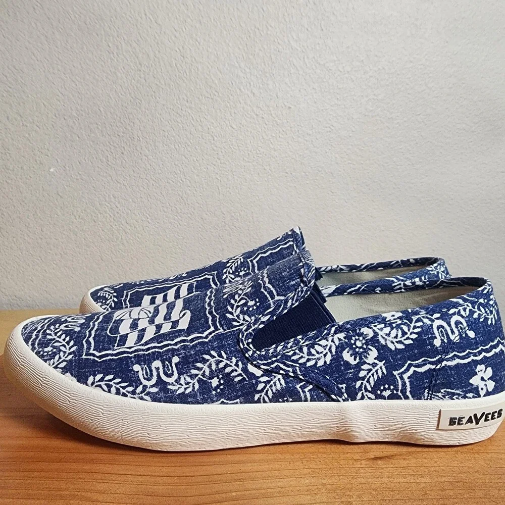 SeaVees Reyn Spooner Baja Shoes Mens Size 9.5 Hawaiian Floral Canvas Slip On